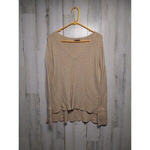J. Crew Alpaca Merino Wool V-Neck Super Soft Yarn Hi-Lo Sweater Size Small Beige